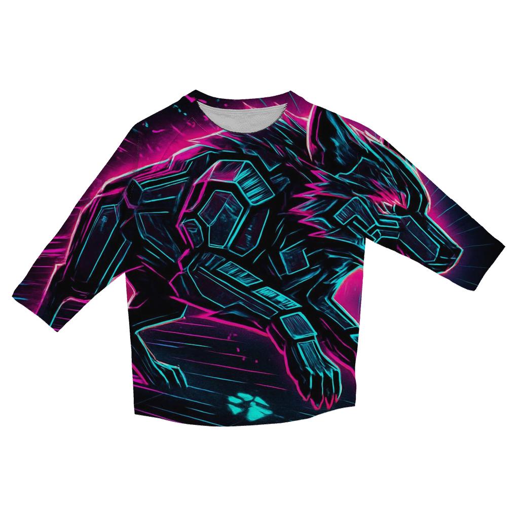 Neon Circuit Wolf Mirage Runner personalized 3/4 sleeve tees