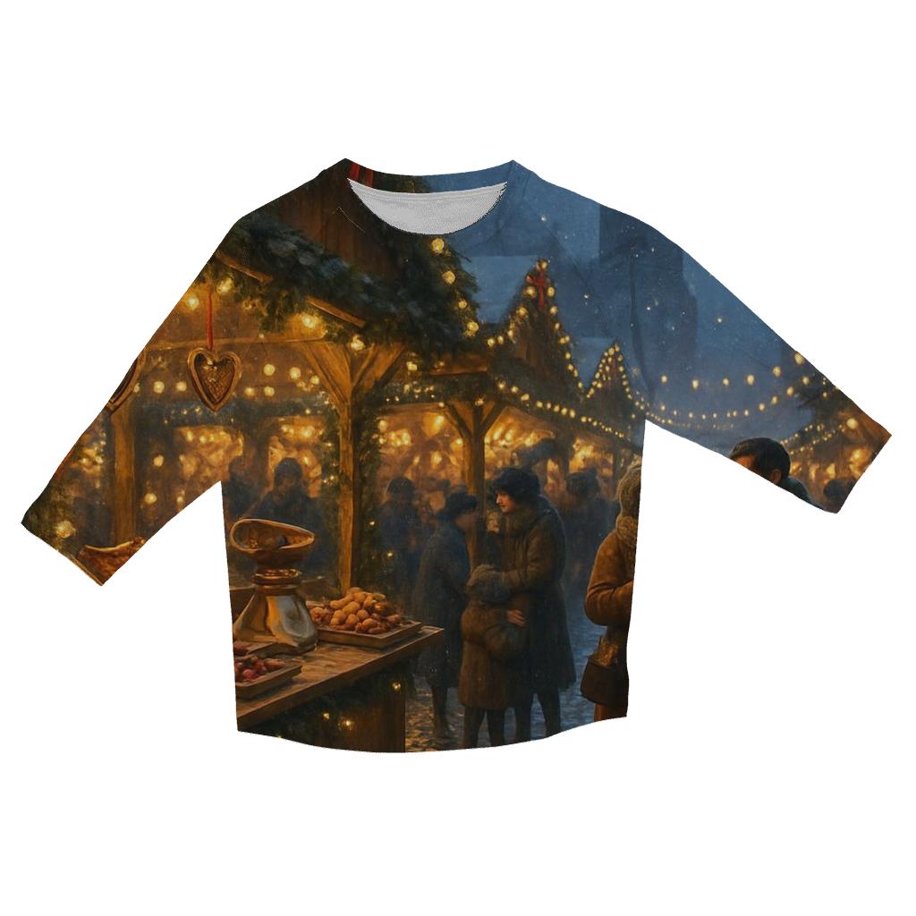 Christmas Market Under Lantern Snow personalized 3/4 sleeve tees