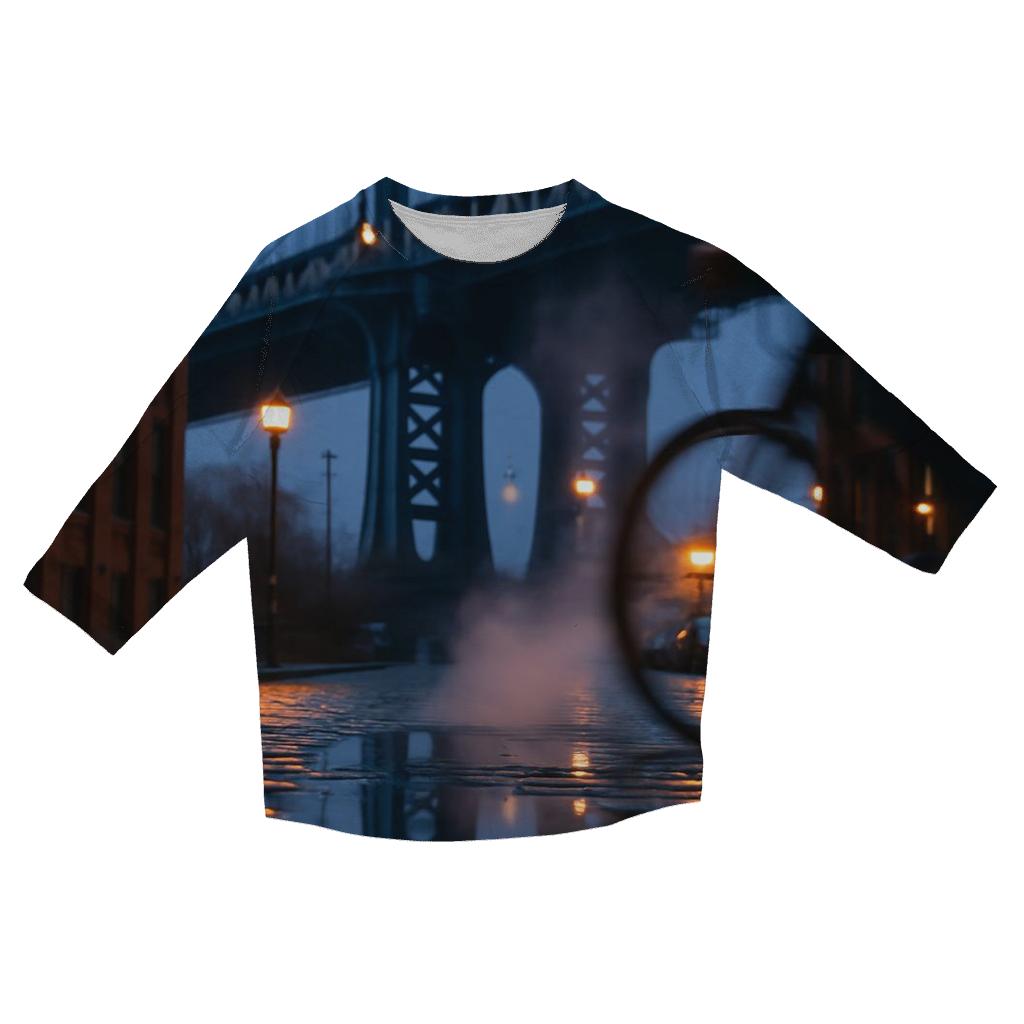 Rain Polished Cobblestones In DUMBO With Manhattan Bridge custom 3/4 sleeve shirts