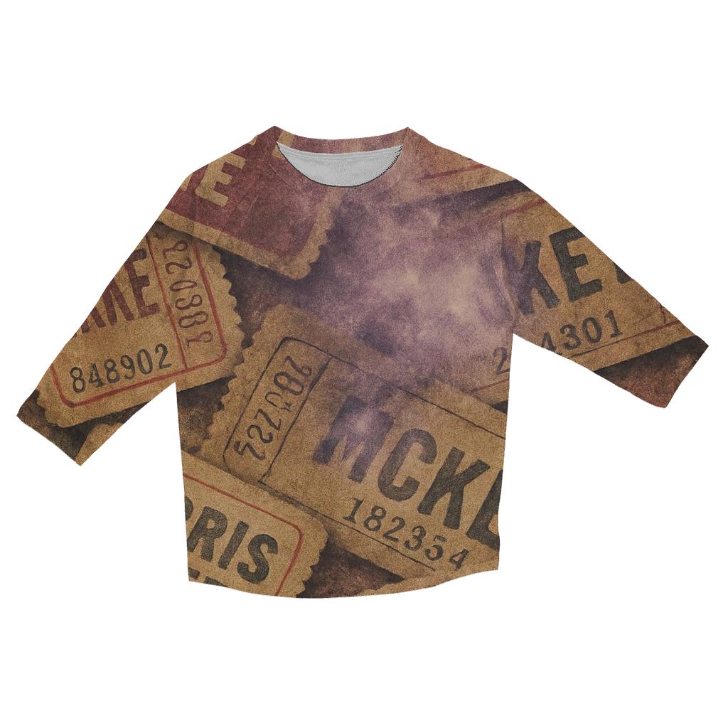 Weathered Cosmic Carnival Ticket Collage trendy 3/4 sleeve tops