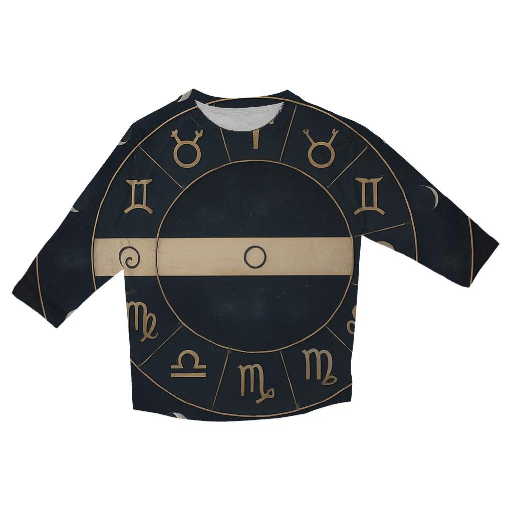 Zodiac Wheel With Lunar Nodes Chart custom 3/4 sleeve shirts