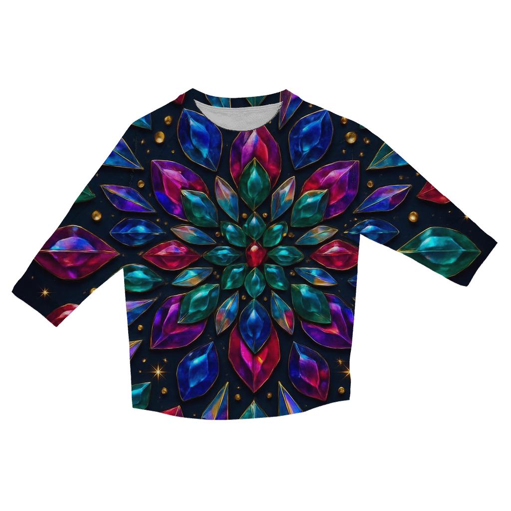 Jewel Prism Bloom Mandala trendy 3/4 sleeve tops