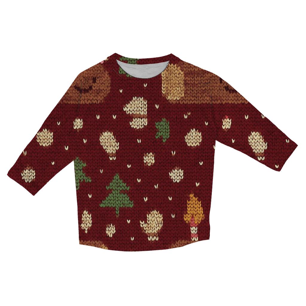 Jolly Yule Log Pixel Parade Design designer 3/4 sleeve blouses