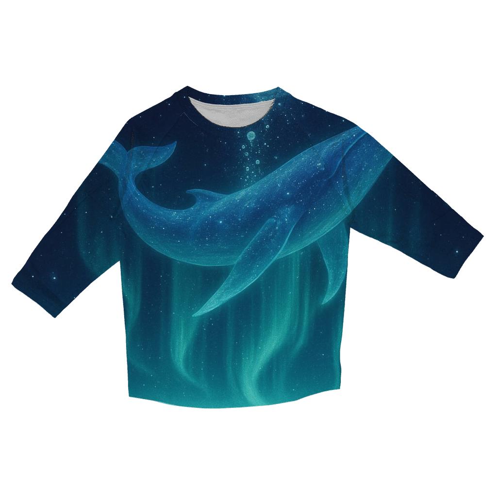 Aurora Whale Over Crystal Dunes printed three quarter sleeve shirts