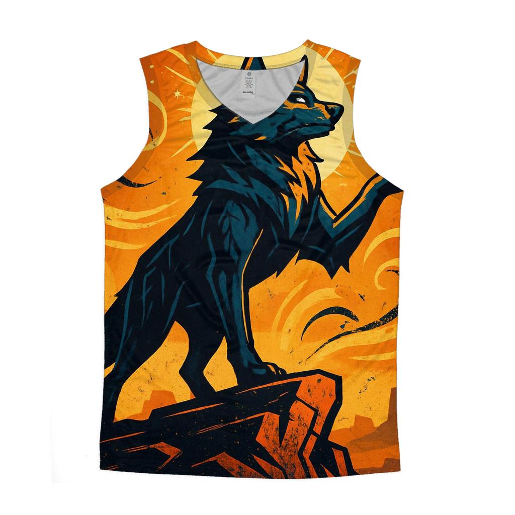 Saffron Storm Wolf Sentinel graphic print tank tops