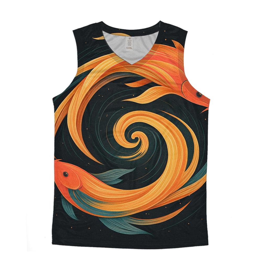 Solar Wind Koi Spiral graphic print tank tops