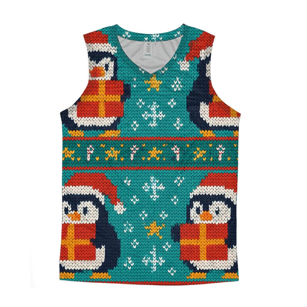 Polar Penguin Present Stack Design graphic print tank tops