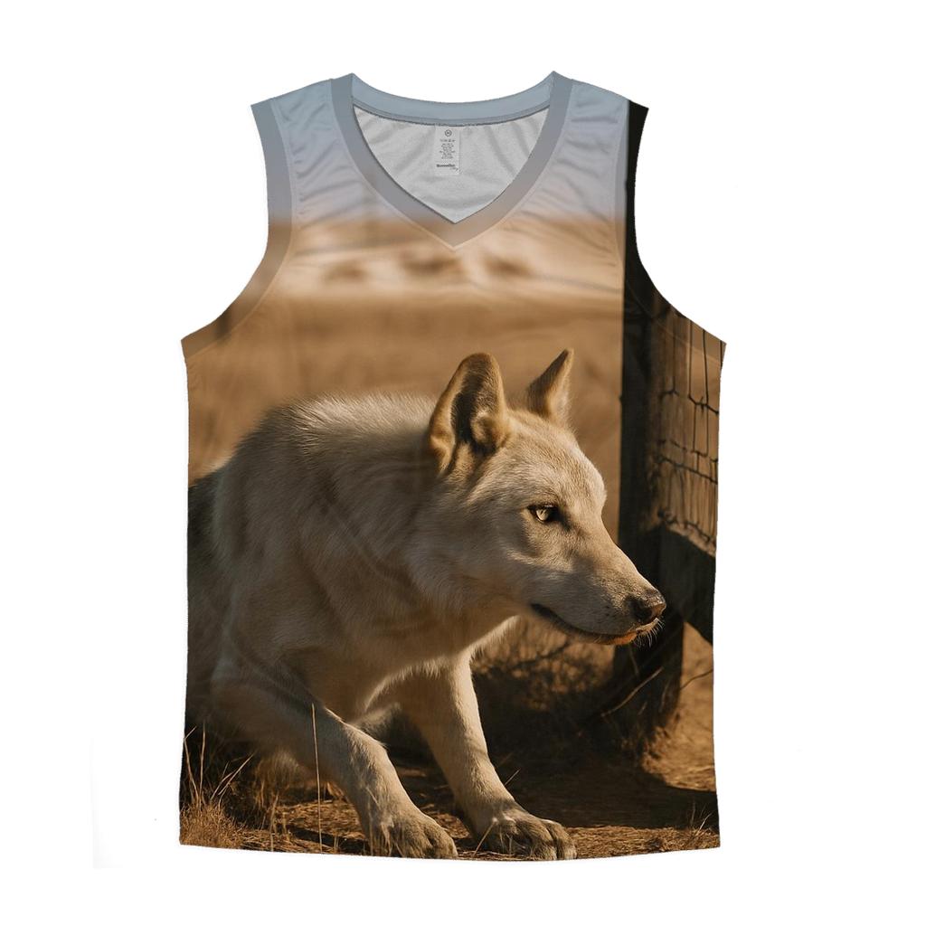 Steppe Wolf At A Saiga Migration Fence Gap personalized athletic tanks