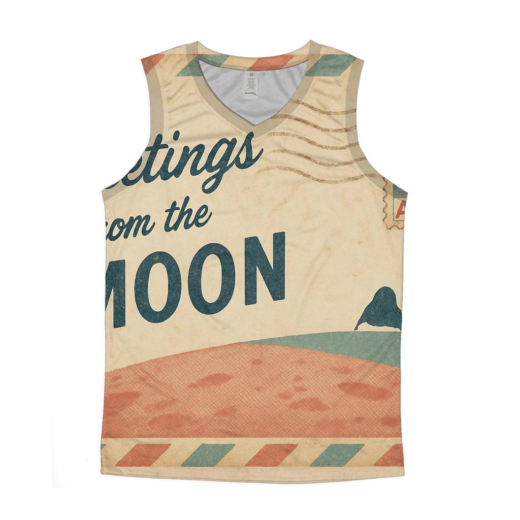 Retro Air Mail Postcard From The Moon personalized athletic tanks