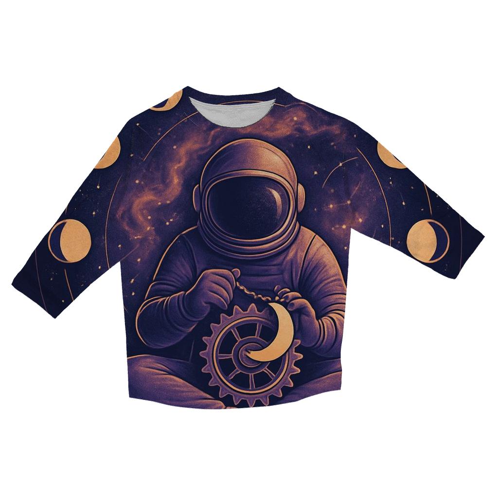 Moon Phase Clockmaker Nebula printed three quarter sleeve shirts