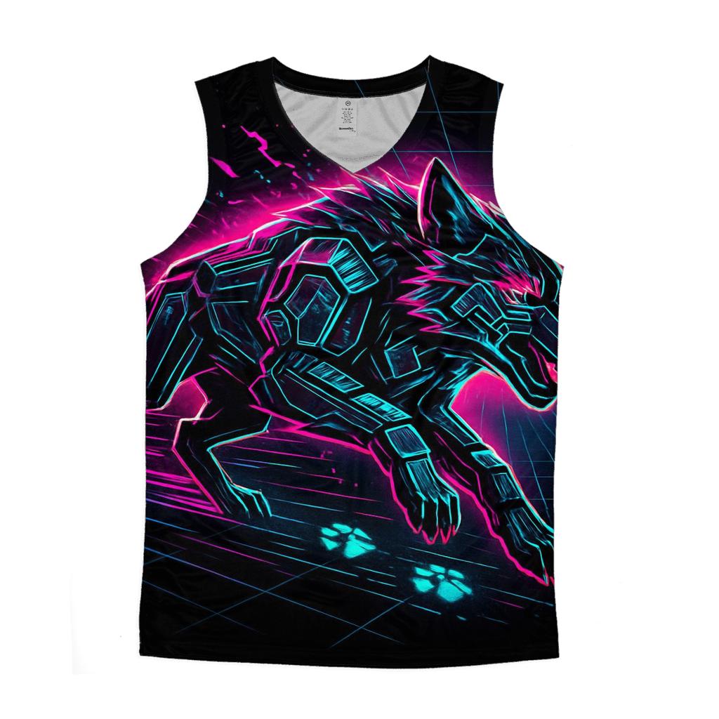Neon Circuit Wolf Mirage Runner stylish racerback tanks