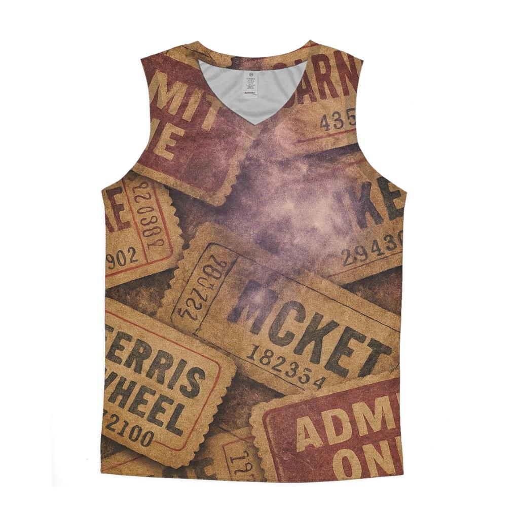 Weathered Cosmic Carnival Ticket Collage personalized athletic tanks