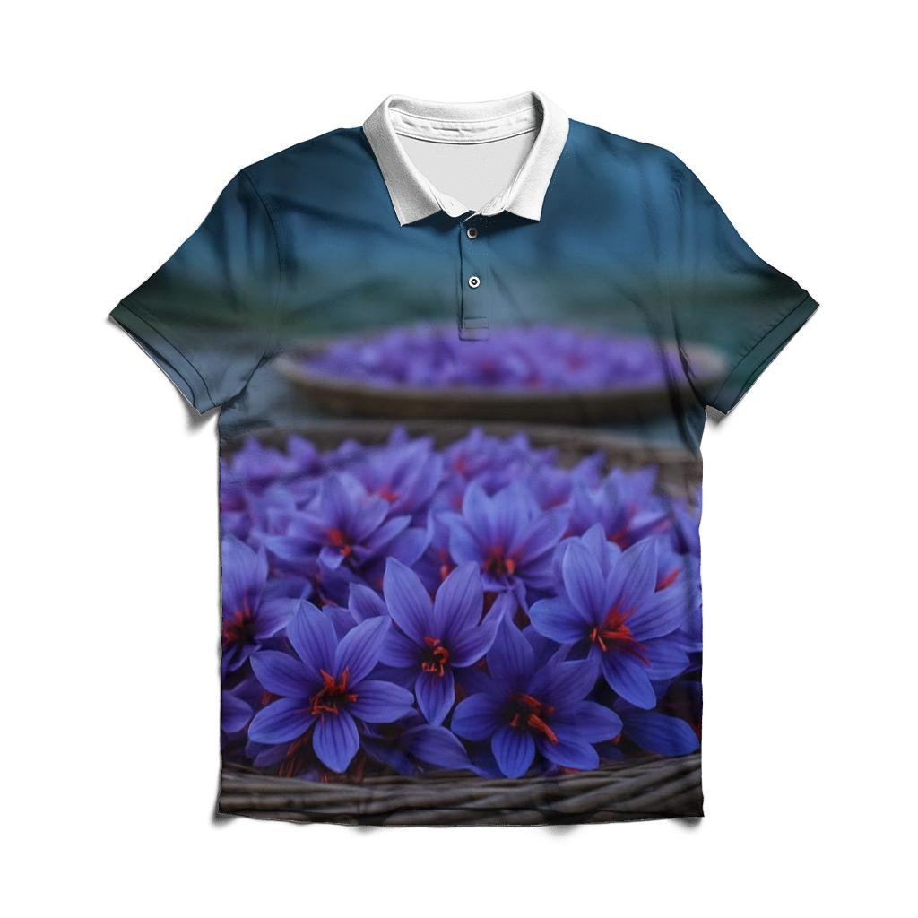 Saffron Crocus Harvest Trays At Dawn designer slim fit polos