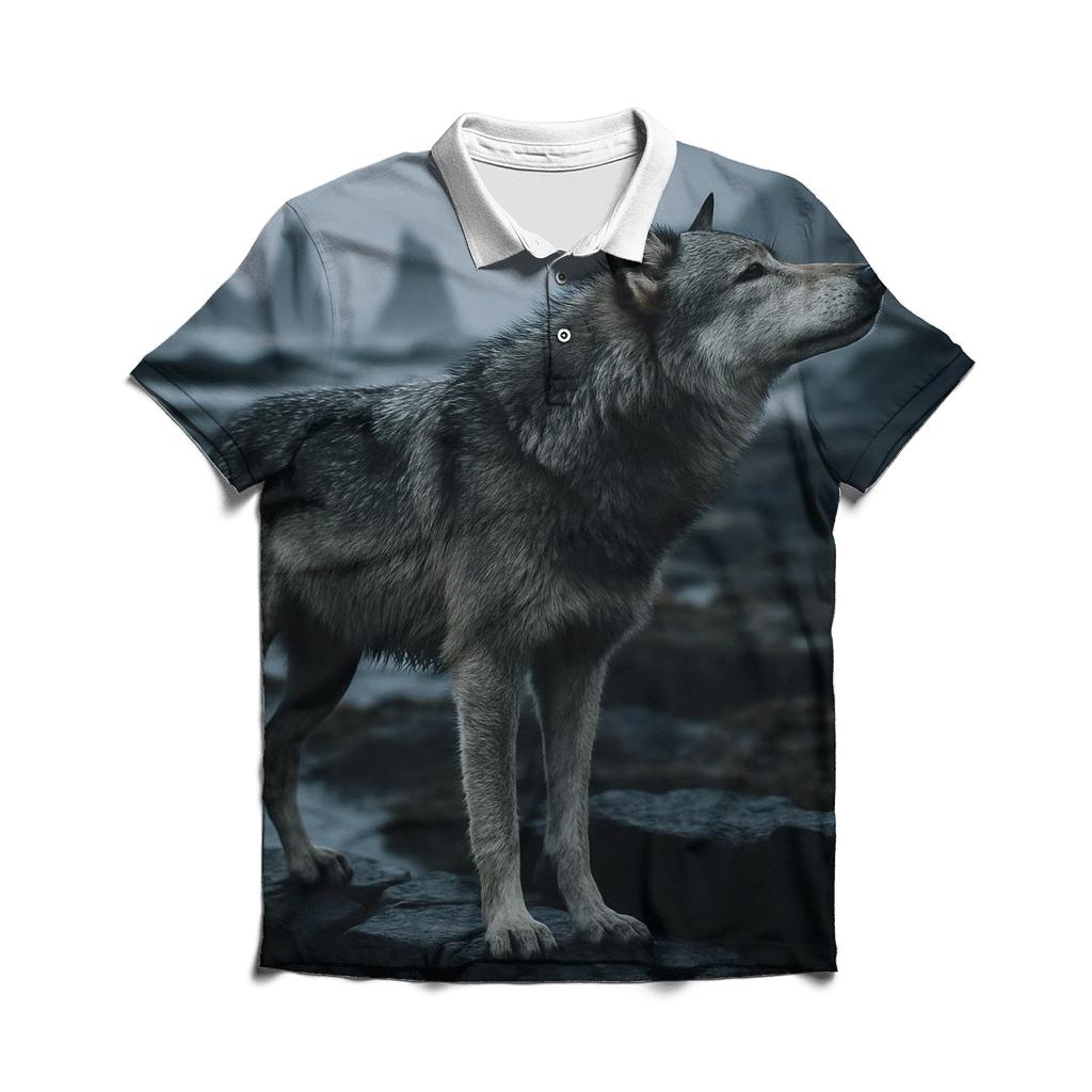 Basalt Coast Wolf Under Sea Mist casual sports polo shirts