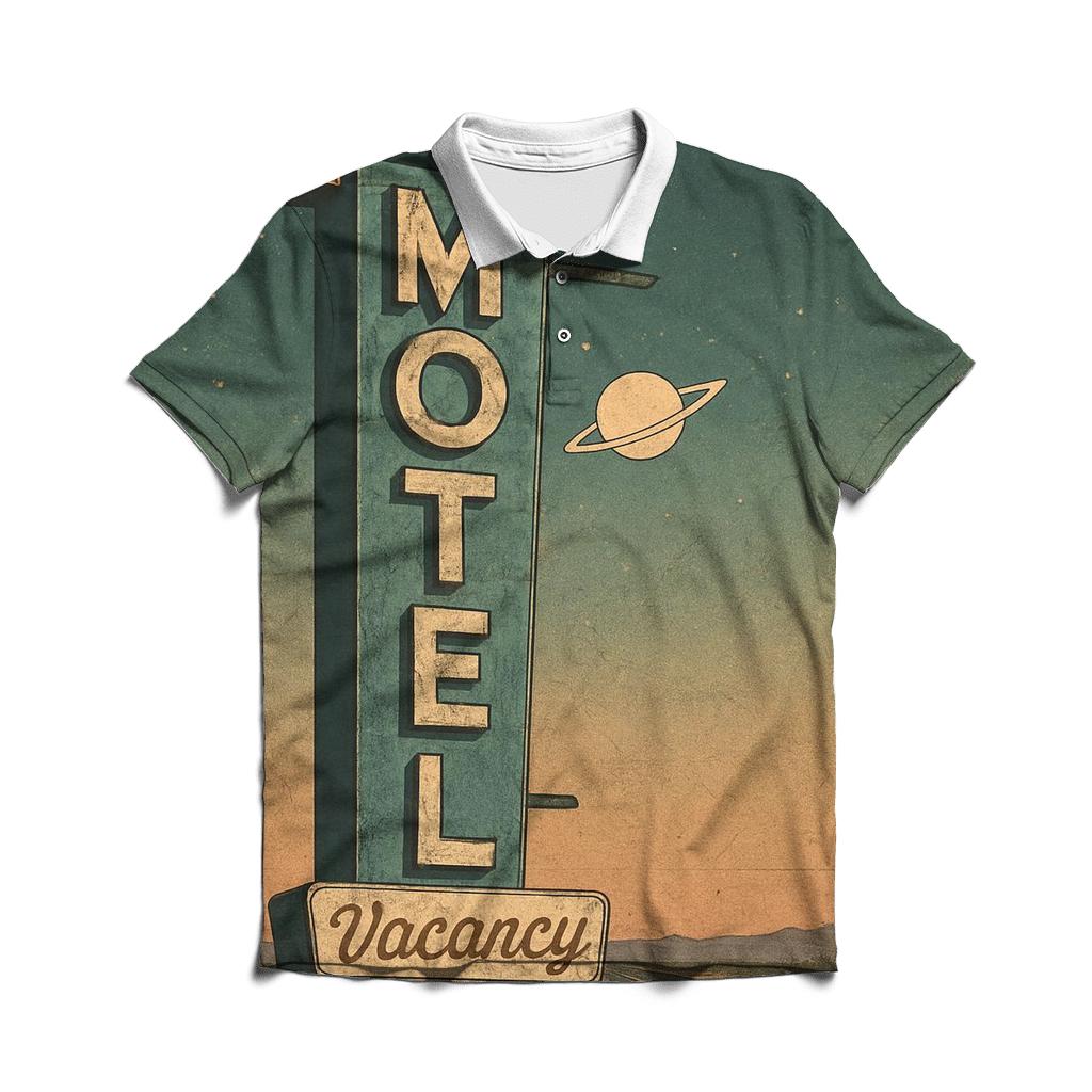 Vintage Space Age Motel Sign designer slim fit polos