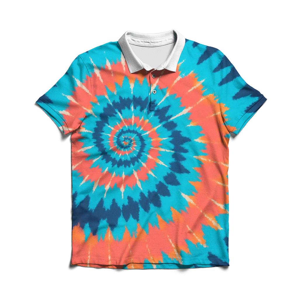 Solar Flare Spiral Overdye Whorl casual sports polo shirts