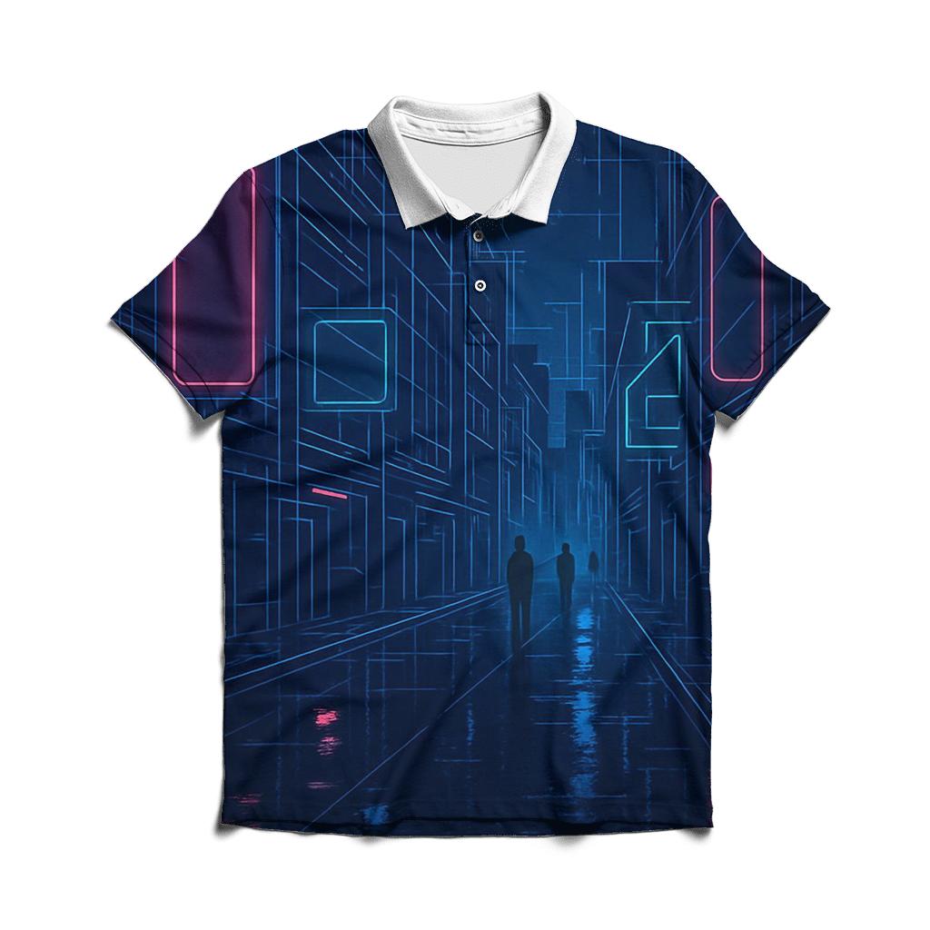 Neon Rain City Blueprint personalized polo shirts