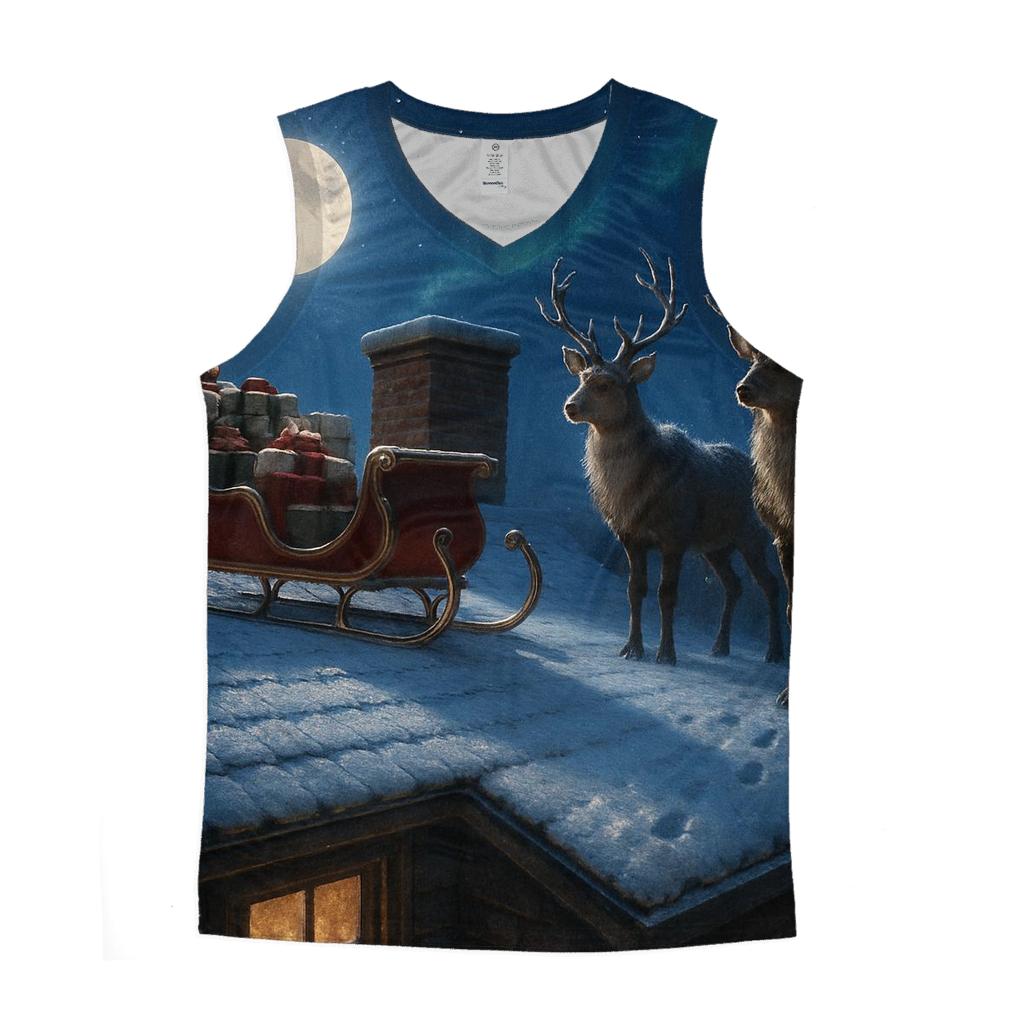 Midnight Sleigh On A Frosted Rooftop cotton sleeveless tops