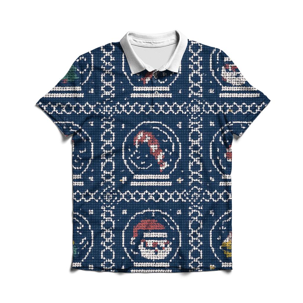 Tinsel Tornado Snow Globe Grid Design stylish collar polo tees