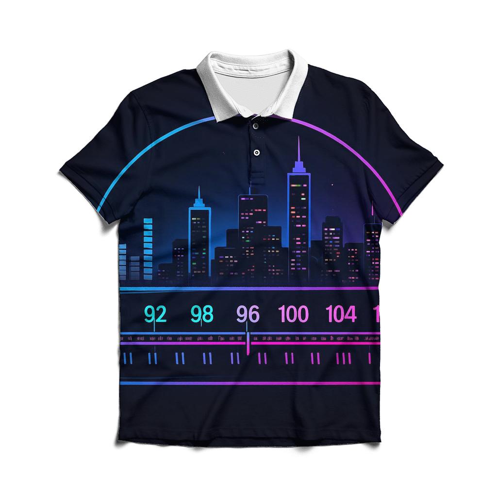 Neon Dial Skyline custom polo shirts