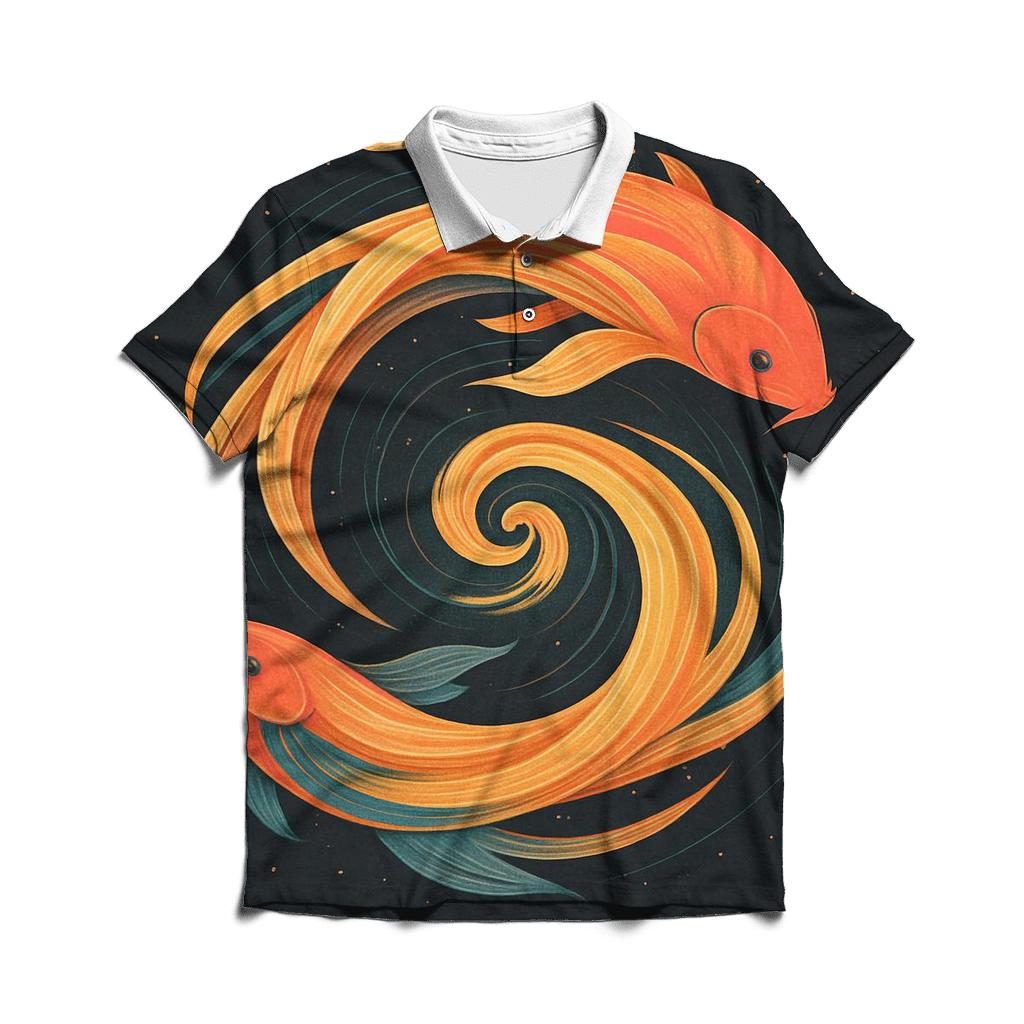 Solar Wind Koi Spiral classic pique polos