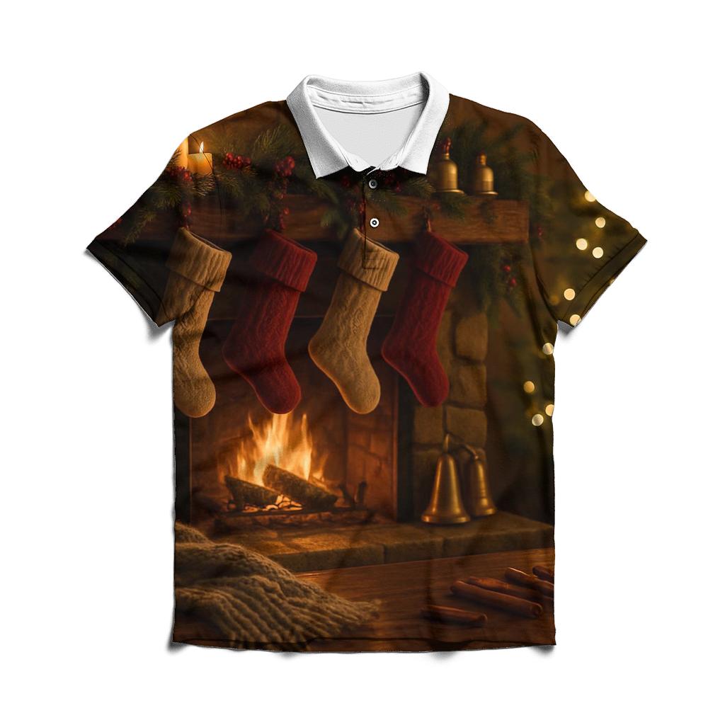 Candlelit Hearth And Evergreen Stockings stylish collar polo tees