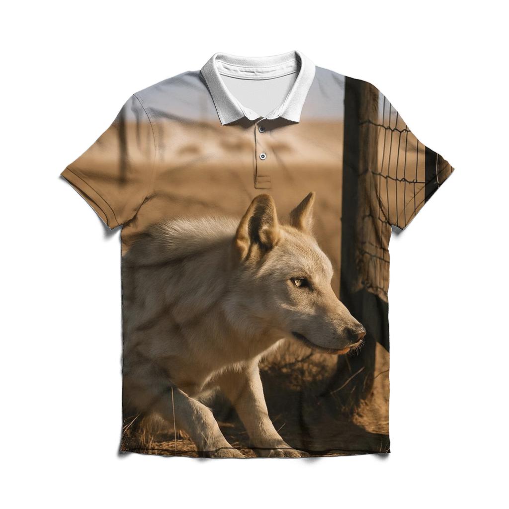 Steppe Wolf At A Saiga Migration Fence Gap classic pique polos