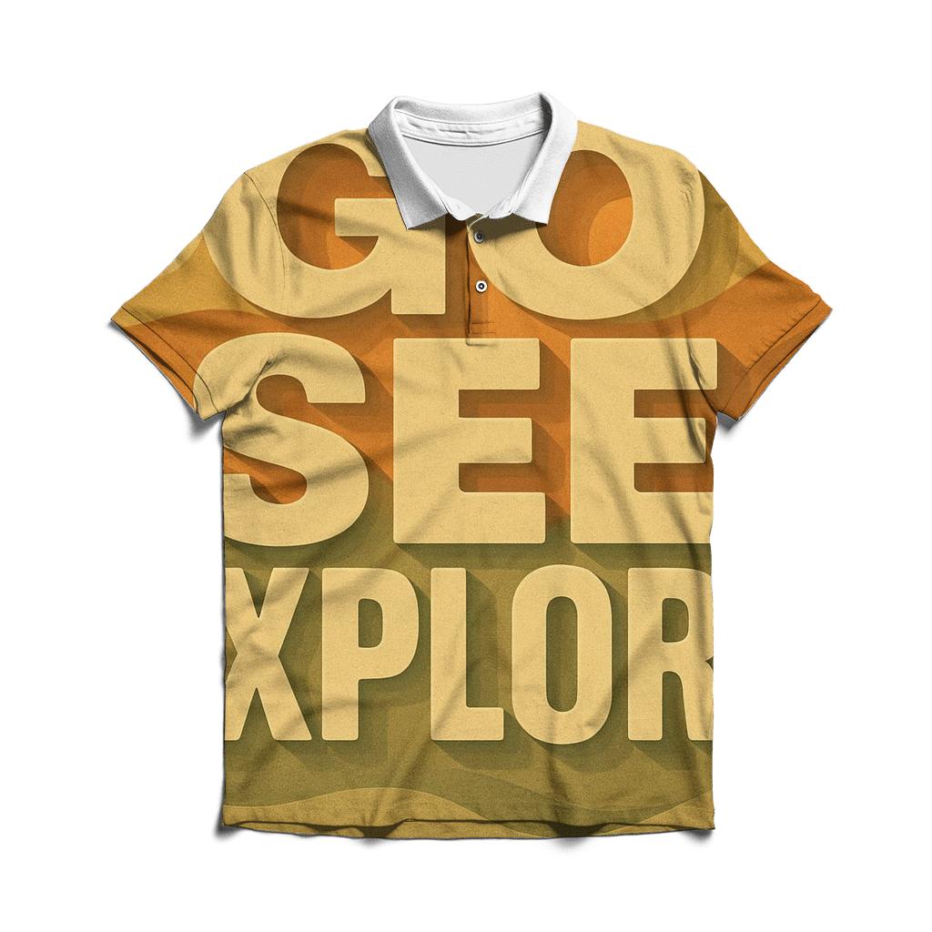 Desert Mirage Typography Atlas premium cotton polo shirts