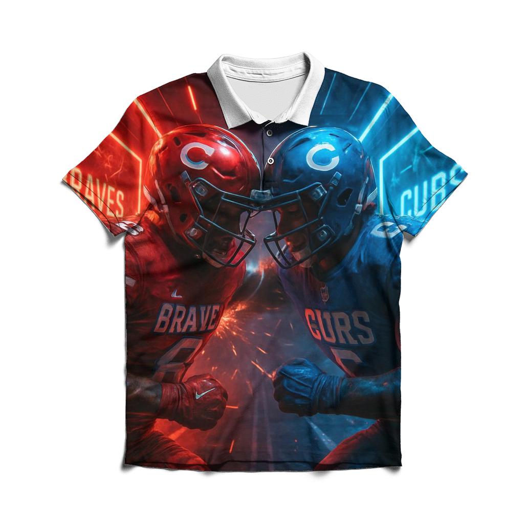Neon Tunnel Faceoff Braves Vs Cubs stylish collar polo tees