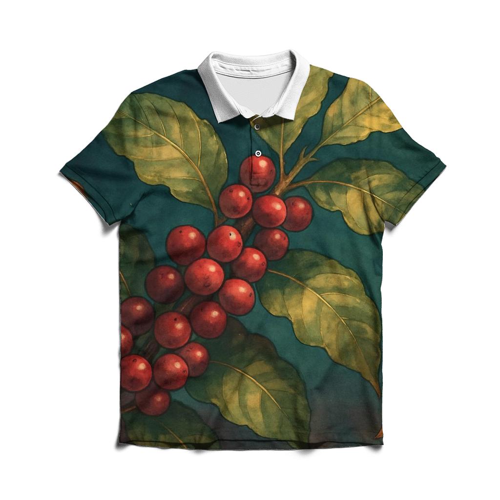 Coffee Cherry Night Branch casual sports polo shirts