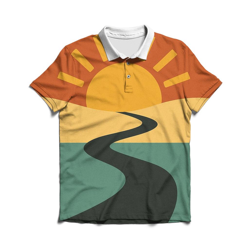 Desert Roadtrip Horizon Blocks classic pique polos