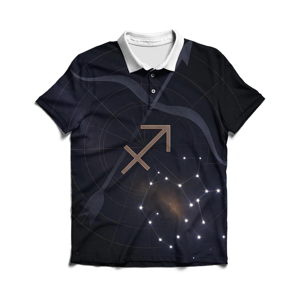 Sagittarius Archer Galactic Compass casual sports polo shirts