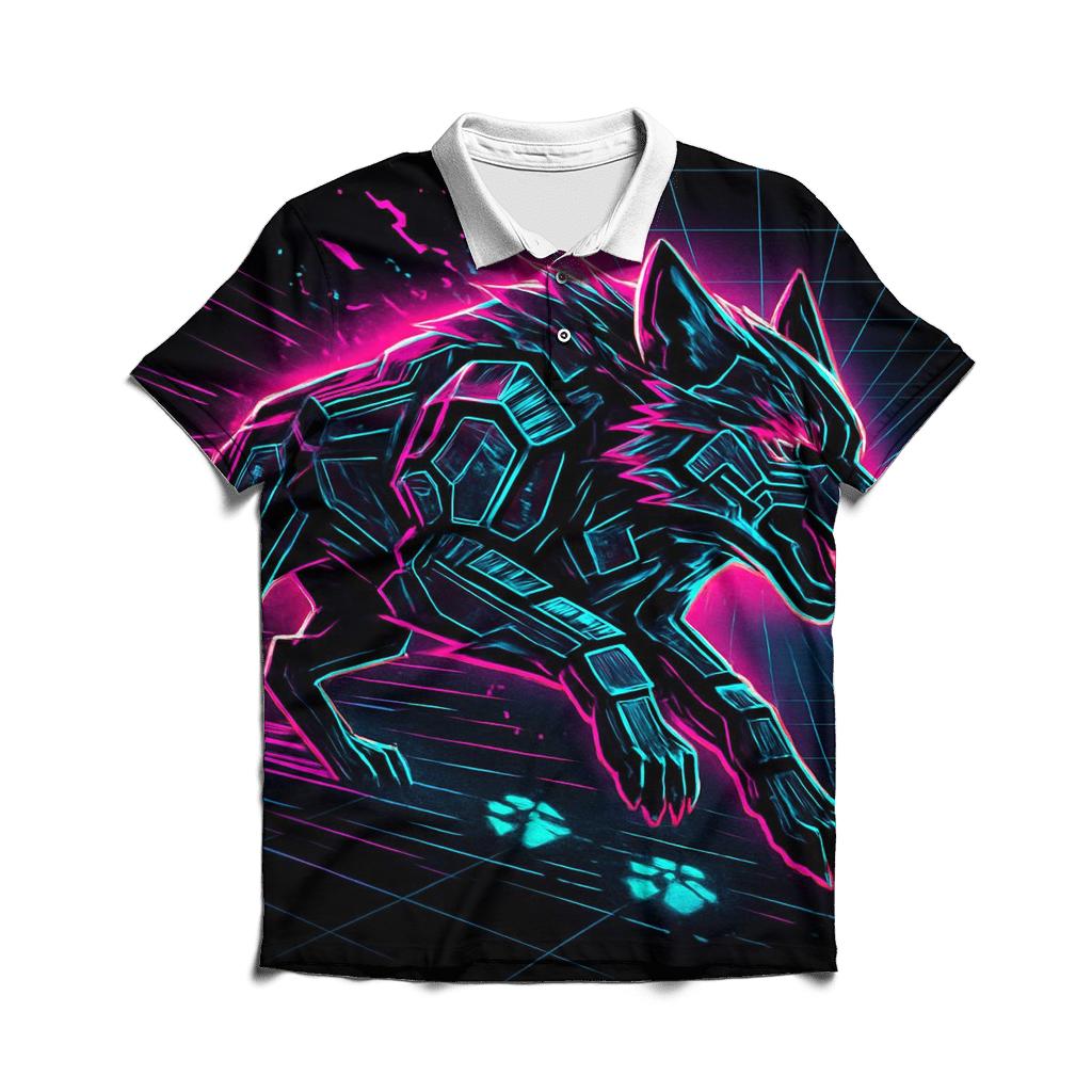 Neon Circuit Wolf Mirage Runner premium cotton polo shirts