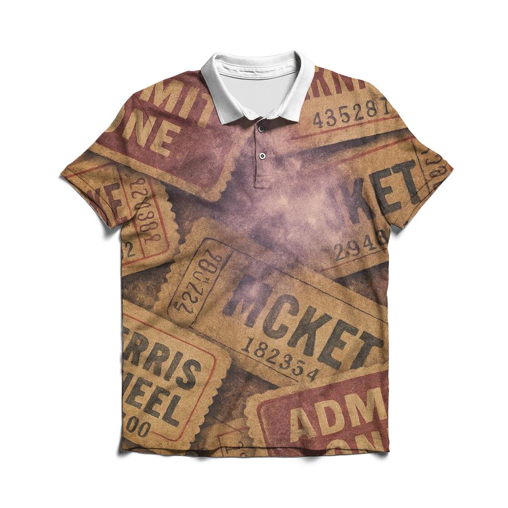 Weathered Cosmic Carnival Ticket Collage personalized polo shirts