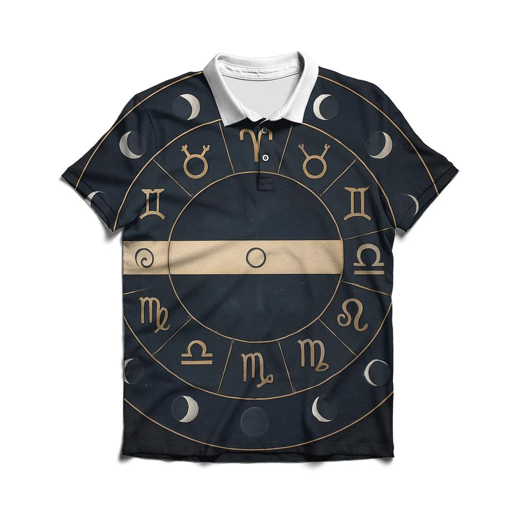 Zodiac Wheel With Lunar Nodes Chart stylish collar polo tees