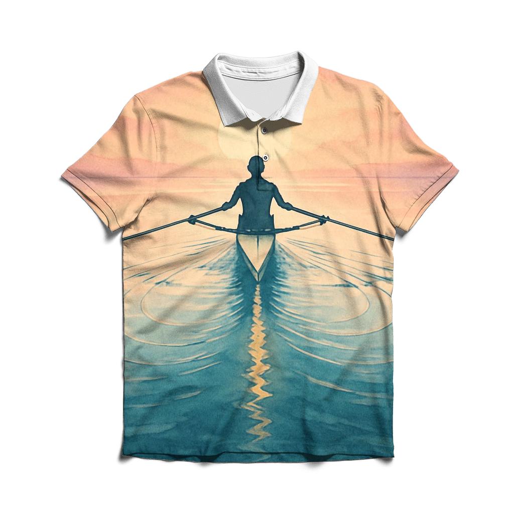 Coastal Rowing Sunrise Rhythm personalized polo shirts