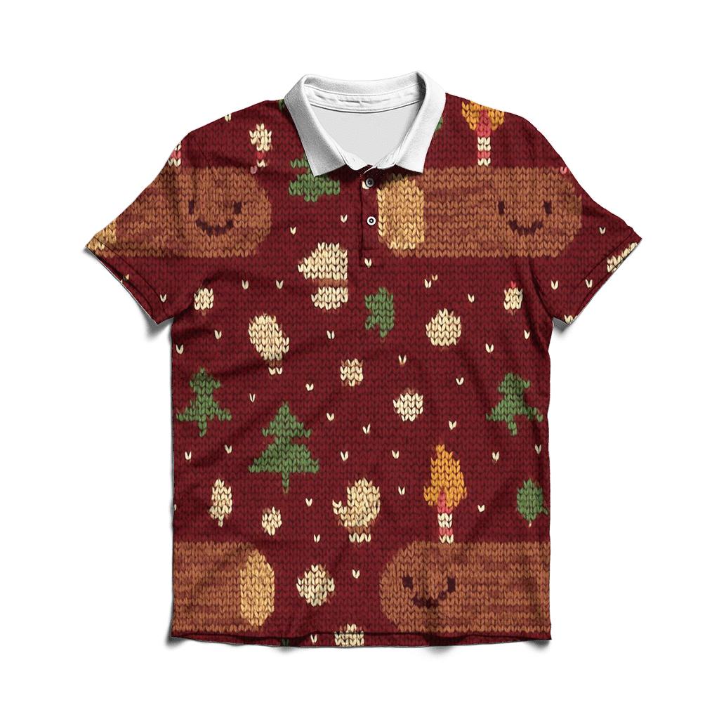Jolly Yule Log Pixel Parade Design stylish collar polo tees