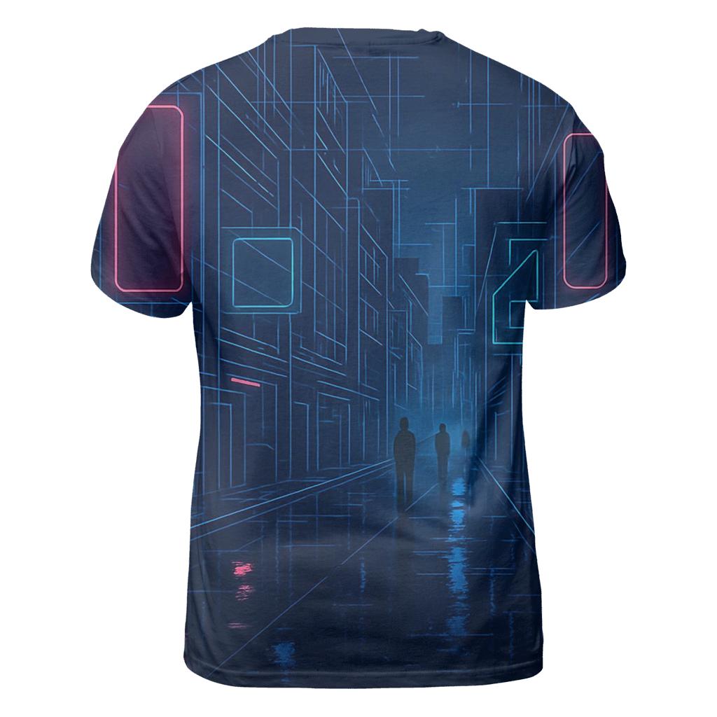 Neon Rain City Blueprint vibrant all-over design tees