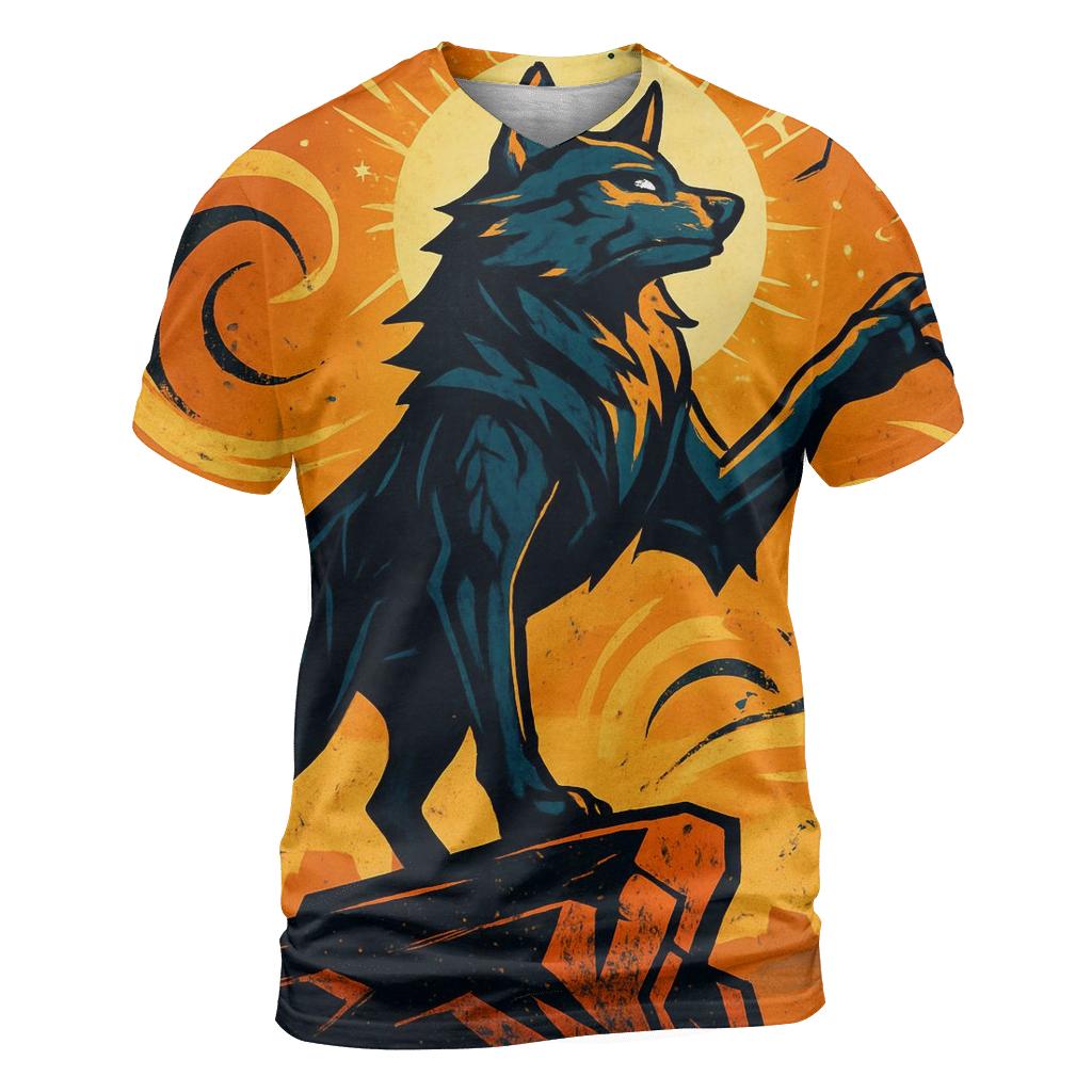 Saffron Storm Wolf Sentinel creative print fashion shirts