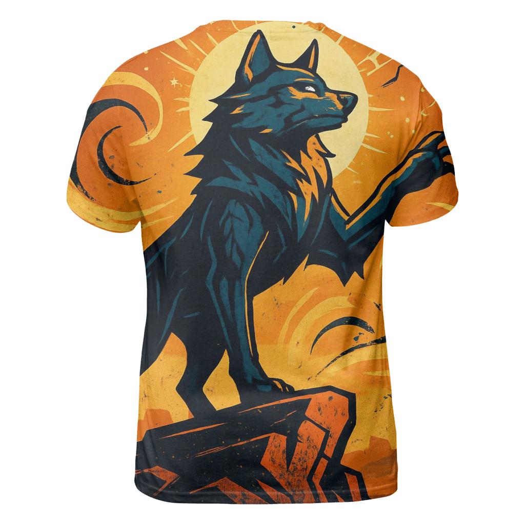 Saffron Storm Wolf Sentinel creative print fashion shirts