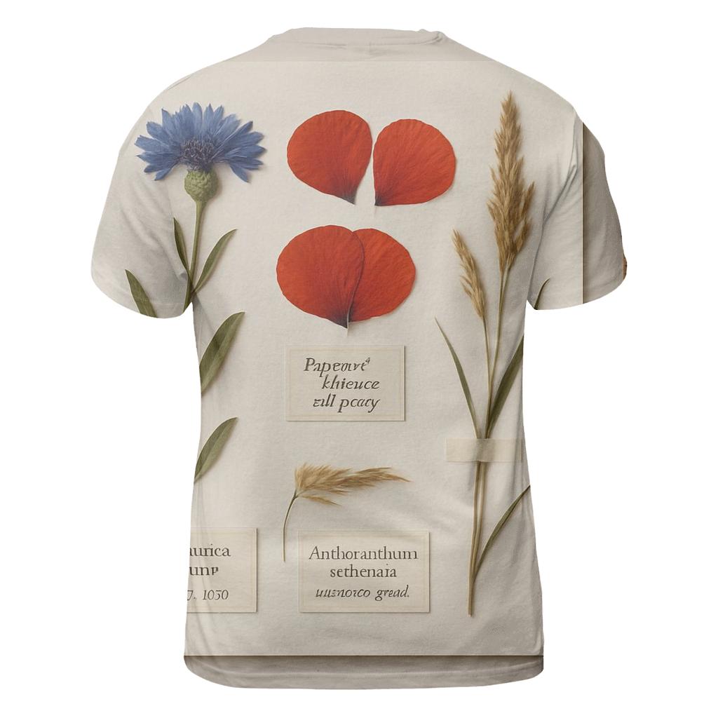 Pressed Wildflower Herbarium Page With Field Labels artistic all-over print tops