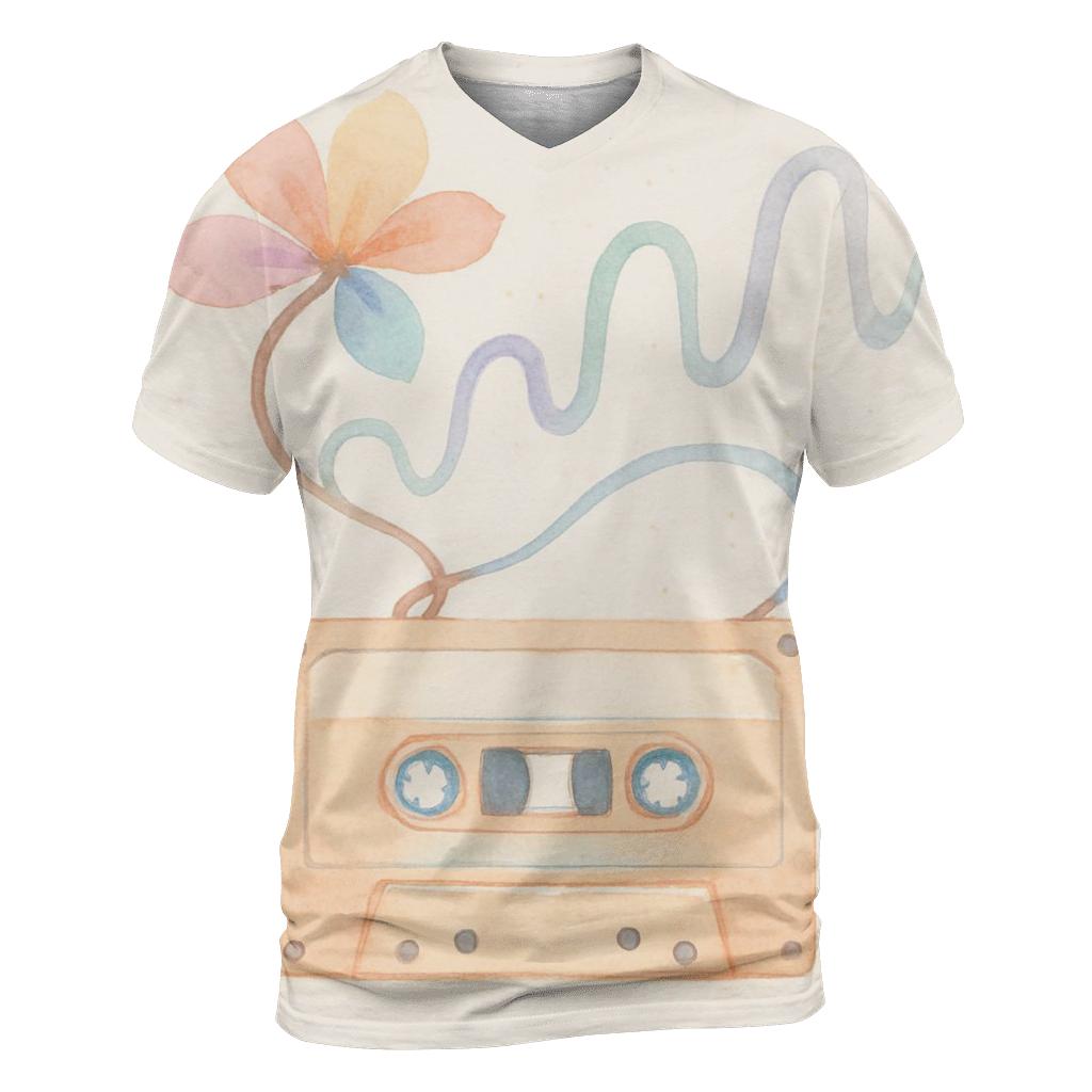 Watercolor Cassette Bloom creative print fashion shirts