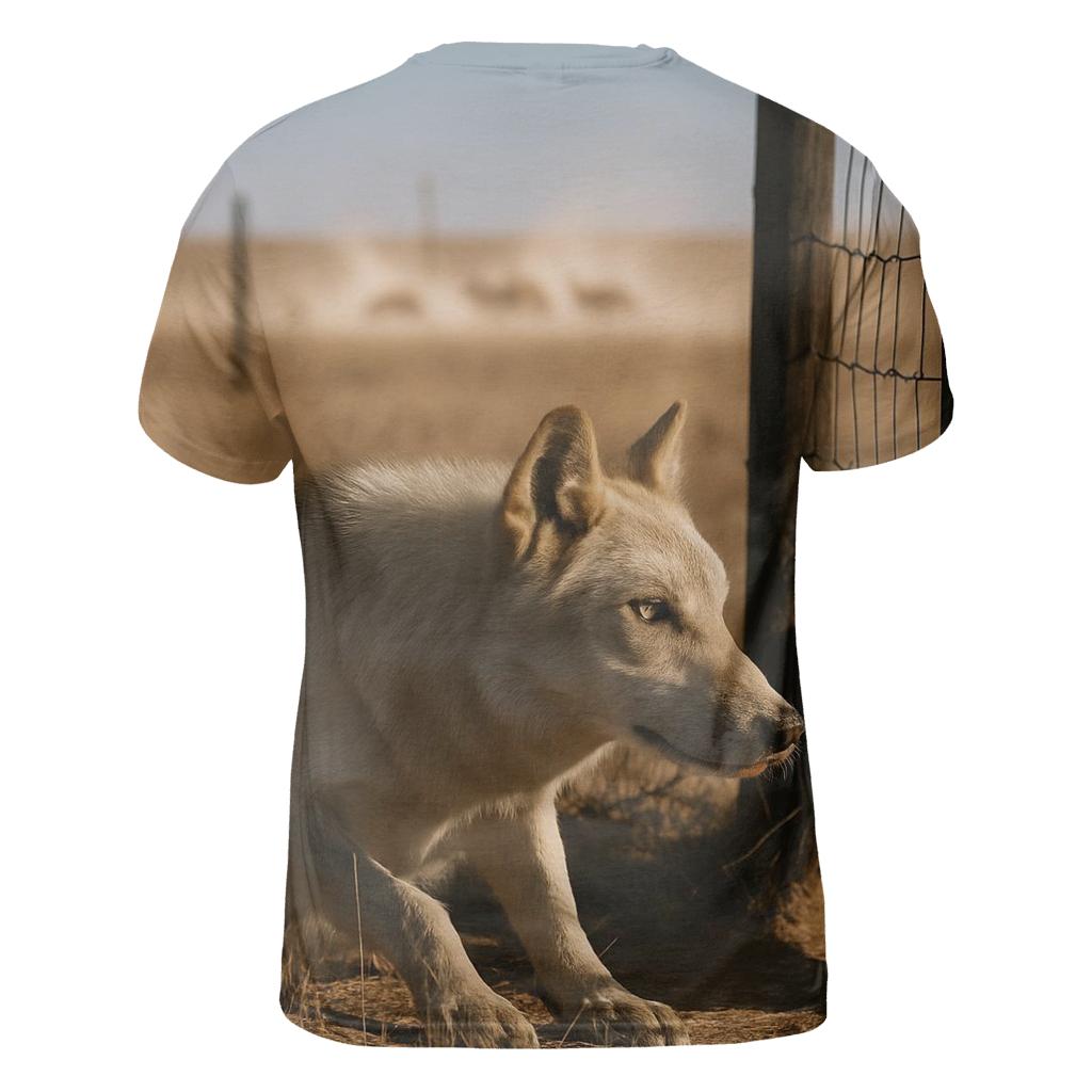 Steppe Wolf At A Saiga Migration Fence Gap statement graphic shirts