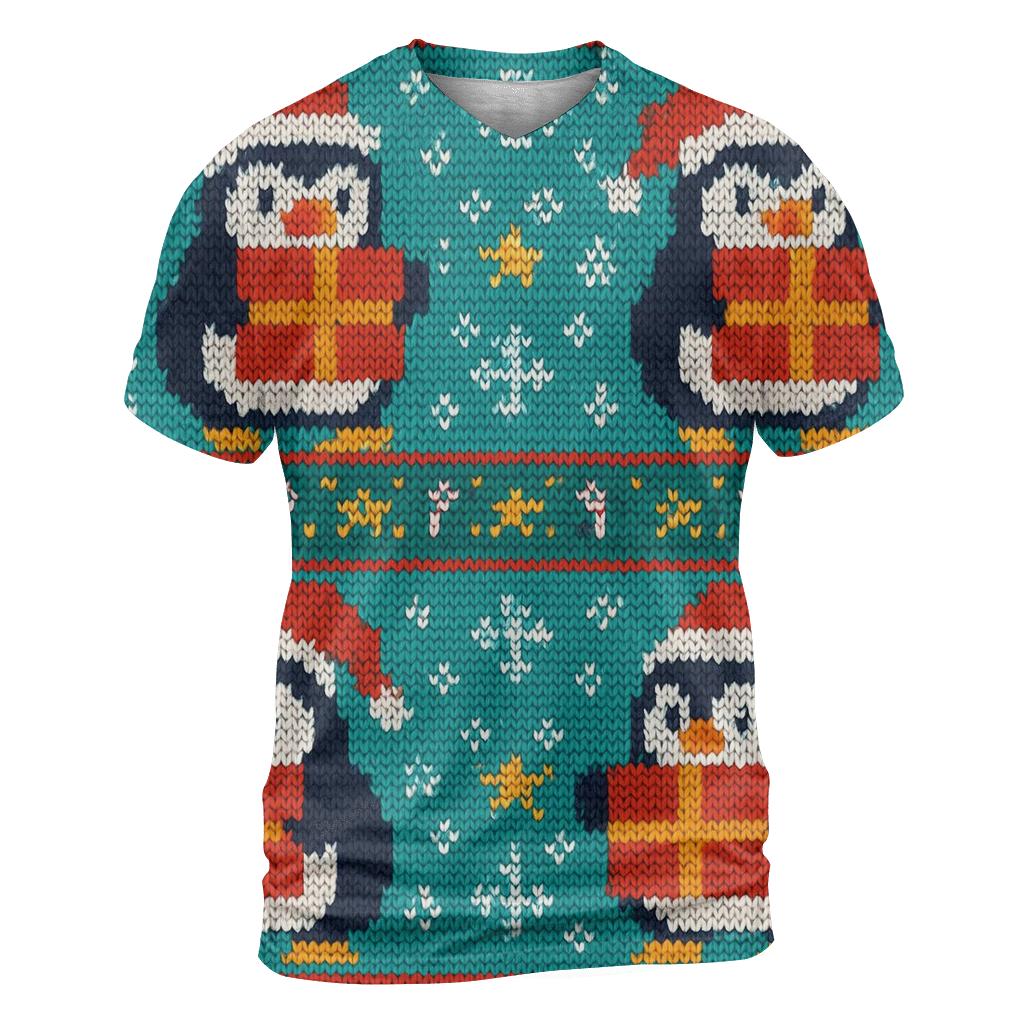 Polar Penguin Present Stack Design artistic all-over print tops