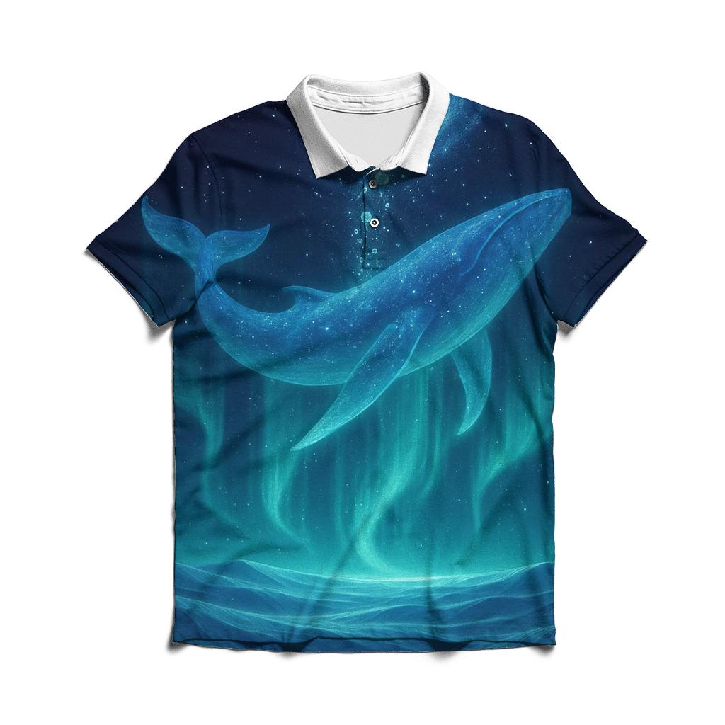 Aurora Whale Over Crystal Dunes designer slim fit polos