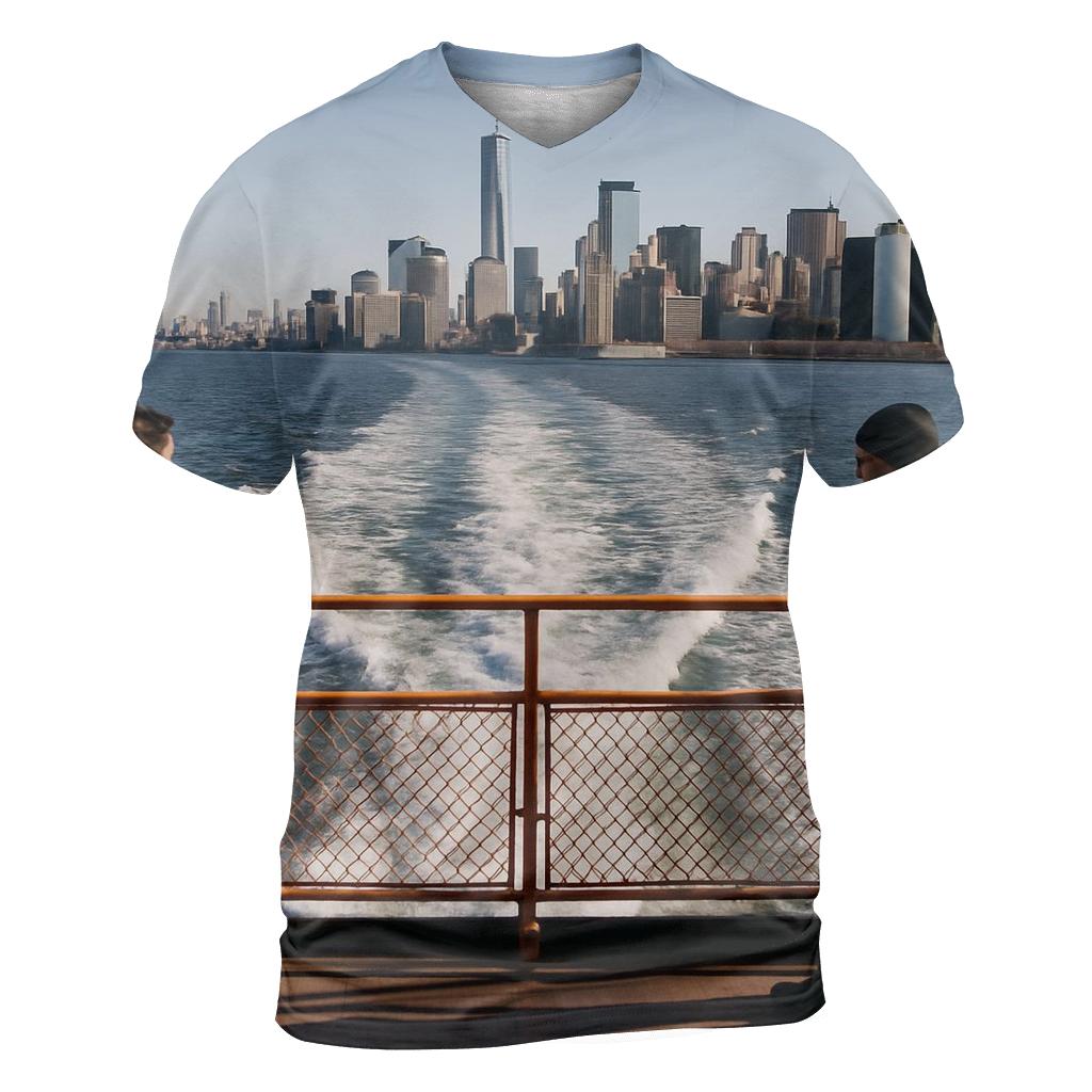 Staten Island Ferry Wake Framing Lower Manhattan personalized full print shirts
