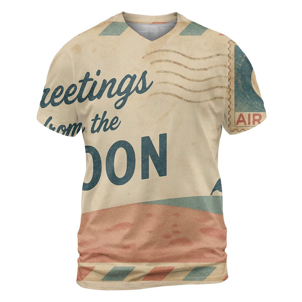 Retro Air Mail Postcard From The Moon statement graphic shirts