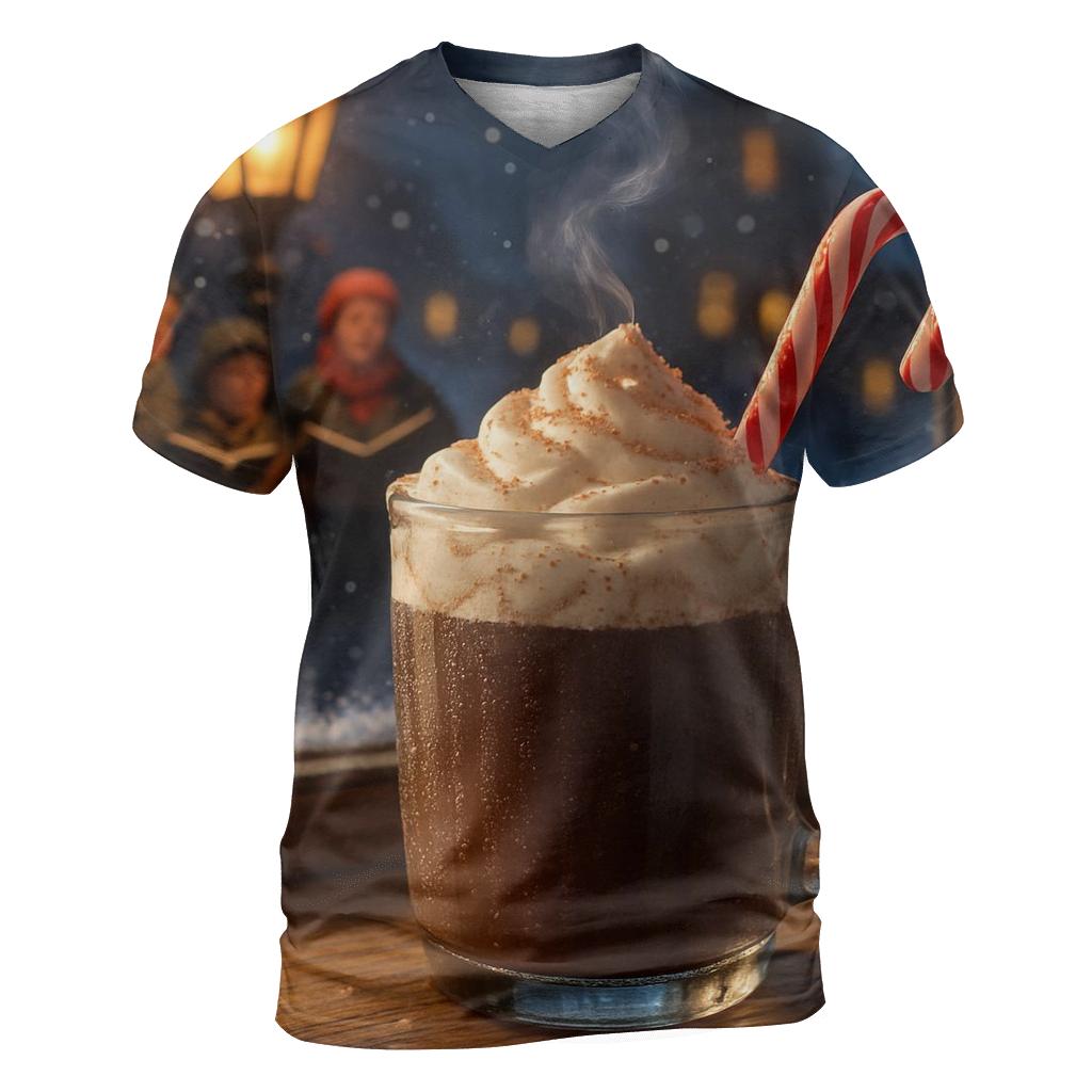 Snowy Window Cocoa And Distant Carolers vibrant all-over design tees
