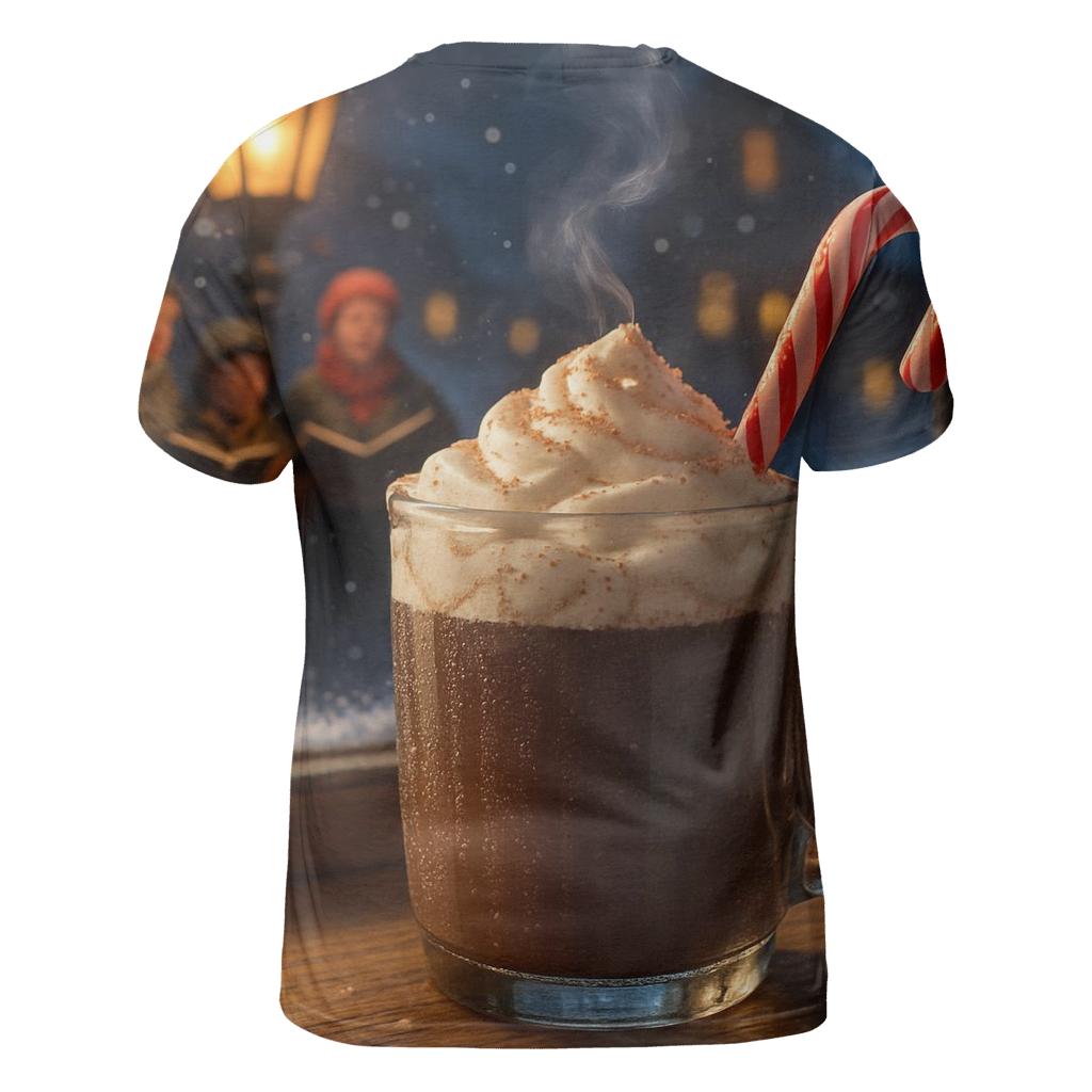 Snowy Window Cocoa And Distant Carolers vibrant all-over design tees
