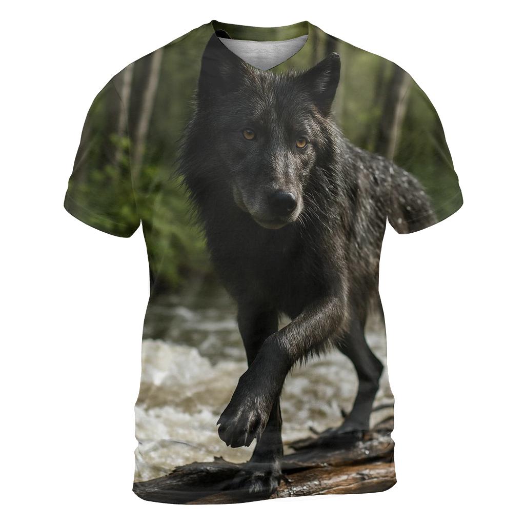 Riparian Wolf Listening Over Spring Floodwater custom all-over print shirts